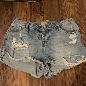 Celebrity pink denim shorts